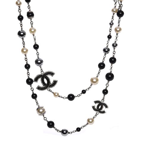 chanel black enamel necklace|chanel necklace pearl price.